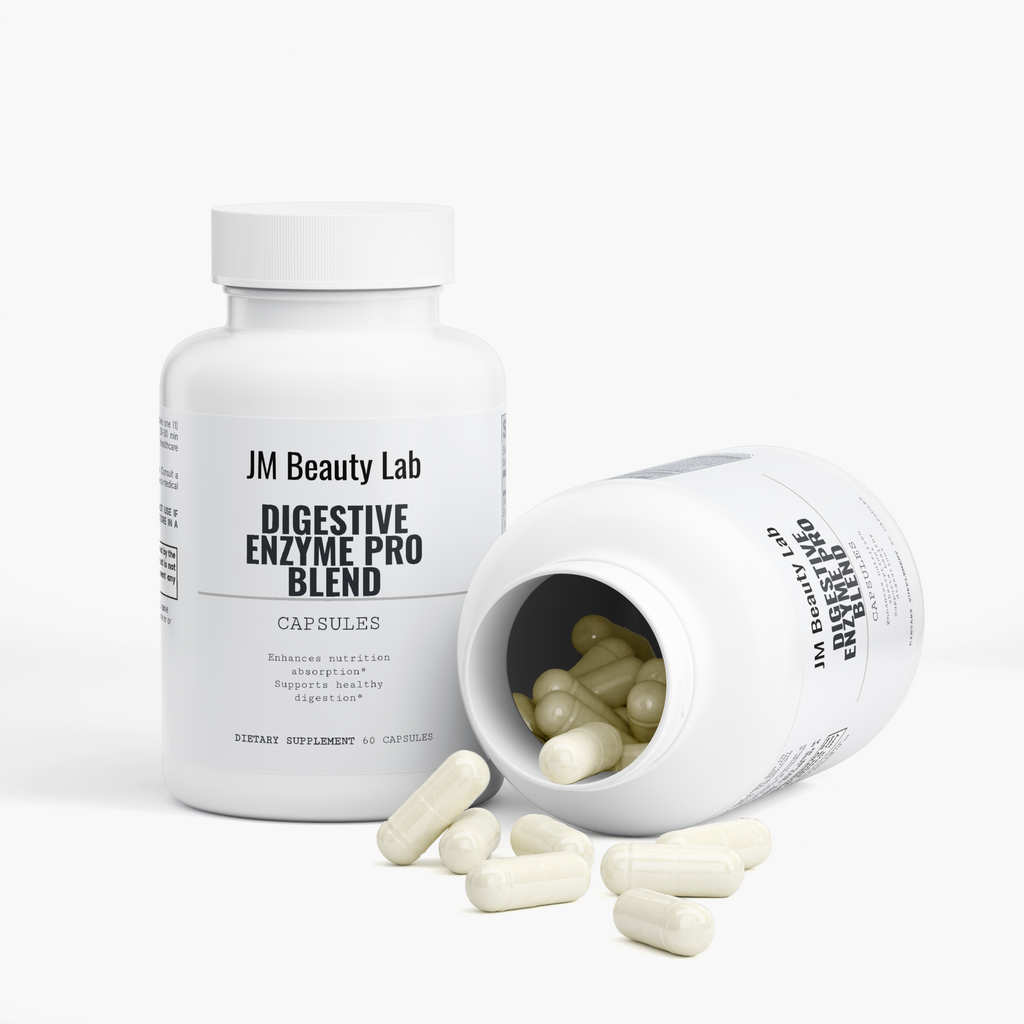 white bottle with label stating digestive enzyme pro blend
