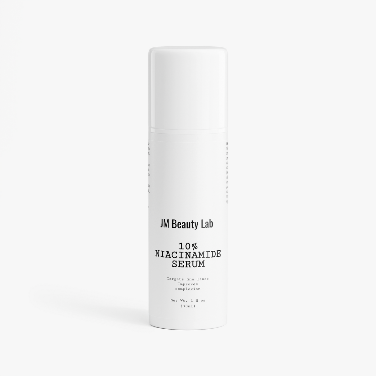 10% niacinamide serum bottle by JM Beauty Lab, white with front label