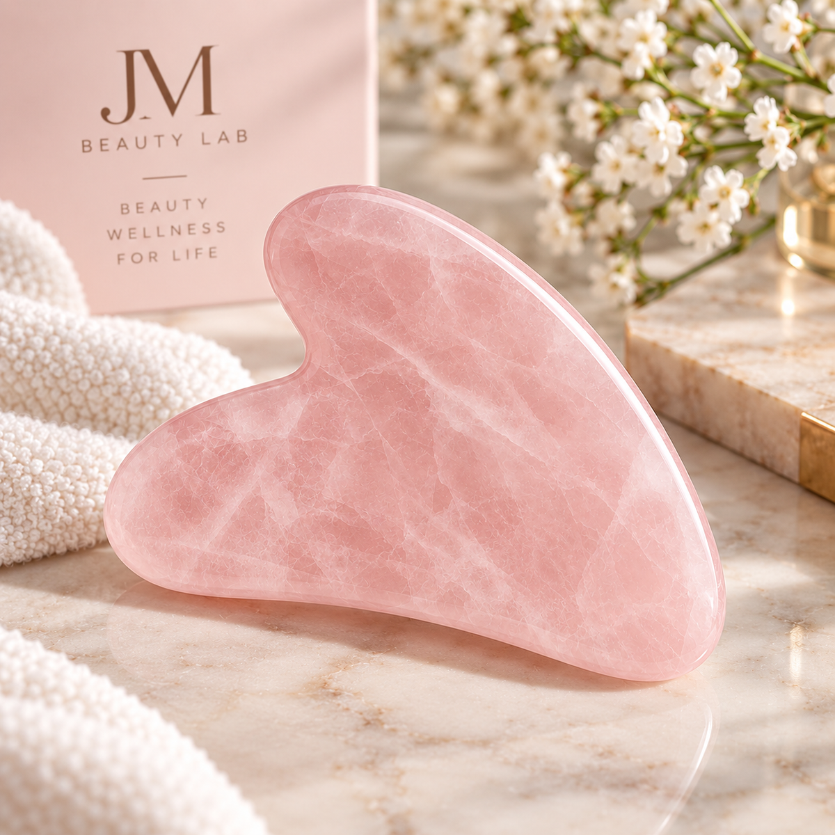 Rose Quartz Heart Shaped Gua Sha